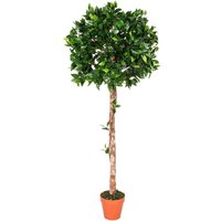 Homescapes Green 4ft Ficus Topiary Artificial Tree with Pot, 125 cm - Green