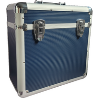 Vinyl LP Storage Box Lockable Aluminium Case - Blue