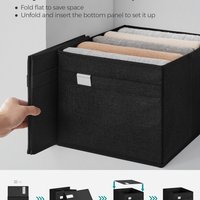 SONGMICS Storage Organisers, Set of 4 Wardrobe Storage Baskets - Black