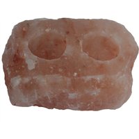 Natural Salt Candle Holder 2 holes - Orange