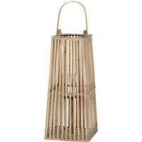 Small Wicker Silo Lantern with Glass Holder for Ambient Lighting - Brown