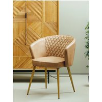 Buffalo Grey Leather Chair With Gold Finish Legs - Grey