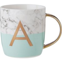 Frosted Deco Marble Effect and Pastel Green Monogram Mug, A - Green