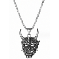 Ghost 3D Mask Halloween Necklace - Silver