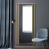 Senestra Modern Metal Leaner Wall Mirror - Gold / 180cm