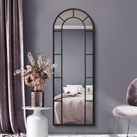 Arcus Window Metal Framed Arched Leaner Wall Mirror - Black / 170cm