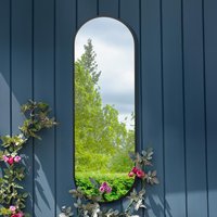 MirrorOutlet The Vultus Metal Framed Double Arched Garden Wall Mirror - Black / 180cm