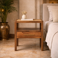 Solid Wood The Caldera Bedside Stand - Brown