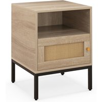 Nightstand Sofa Side Table with Open Storage Shelf - Natural
