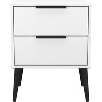 Hong Kong Ready Assembled 2 Drawer Bedside Cabinet - White Matt