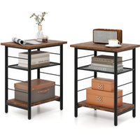 Industrial 3-Tier End Table - Brown