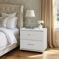 Davos White 2 Drawer Bedside Cabinet - White