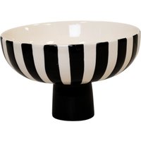 Four Candle Black & White Striped Ceramic Decorative Bowl 21cm