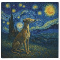 Van Gogh Greyhound Large Square Worktop Protector - Smooth Glass Chopping Board - Multi