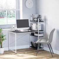 HOMCOM Computer Desk with 4 Tier Bookshelf - Black