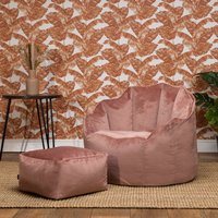 icon Sirena Velvet Accent Chair Bean Bag with Footstool - Dawn Pink