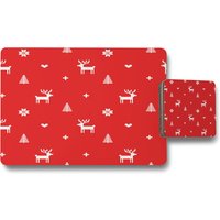 Norway Christmas Festive Sweater Dining Placemat Coaster Set - Red