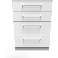 , Worcester Ready Assembled 4 Drawer Deep Chest - White Gloss & White , Worcester Ready Assembled 4 Drawer Deep Chest - White Gloss & White