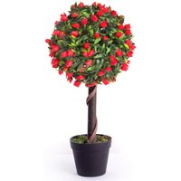 Best Artificial 2ft - 60cm Red Tulip Ball Tree - Red