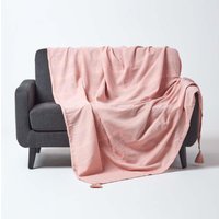 Homescapes Cotton Rajput Ribbed Throw - Pink / 255cm / 1.56kg
