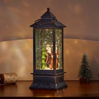 Christmas Snowglobe LED Lantern with Santa - Brown