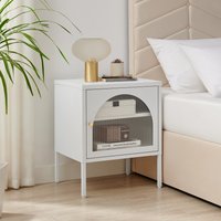 Urbi Modern Industrial Metal Bedside Table - White