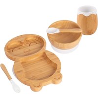 5pc Bamboo Penguin Baby Weaning Set - White