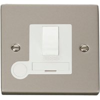 Pearl Nickel 13A Fused Connection Unit Switched With Flex - White