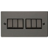 Black Nickel 10A 6 Gang 2 Way Ingot Light Switch - Black Nickel