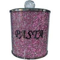 Pink Diamond Crushed Crystal Pasta Canister Jar Tin - Pink, Silver
