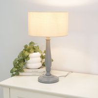 Victoria Grey Table Lamp with Drum Shade - Natural / Bulb Included
