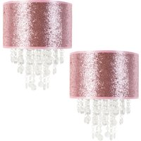 Bonita Pair of Pink Glitter Droplet Easy Fit Lamp Shades and Bulbs - Pink