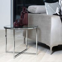 Cross Round Metal Side Table - Silver