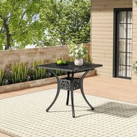 Outdoor Cast Aluminium Garden Dining Table with Parasol Hole - Black / 69.5 - 73 cm