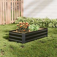 Rectangular Garden Metal Raised Bed - Charcoal Black / 100cm
