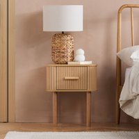 1 Oak Brown Drawer Wooden Fluted Bedside Axel Birlea - Oak