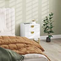 HOMCOM Bedside Table Bedside Cabinet with 2 Drawers - White