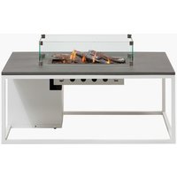 Cosiloft 120 White and Grey Garden Fire Pit Table Outdoor with Glass Fire Guard - Grey