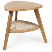Vera Triangular Side Table with Shelf - Natural Oak