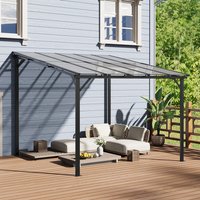 Wall-Mounted Patio Canopy Gazebo - Dark Grey + Grey / 1 x 3*3M Gazebo,1 x Mounting Kit,1 x User Manual