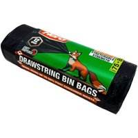 Hero 85L Strong Black Bin Bags Drawstring Pack of 12 - Black