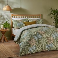 Kentia Printed Soft Touch Duvet Cover Set - Palm Green / Single