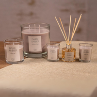 Dark Amber Scented Candle Set and Reed Diffuser - Cream