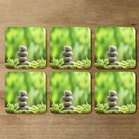 Rock Garden Stones Designer Coaster Set - Green