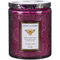 Soy Wax Scented Candle with Embossing Glass Cup - Purple