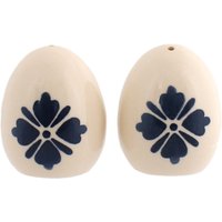 Set of 4 Hand Painted Moroccan Salt Pepper Shakers Ceramic Cruet Sets - Cream