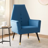 Loretta Midnight Blue Velvet Button Detail Chair - Blue