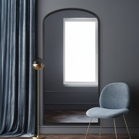 Angustus Metal Framed Arched Wall Leaner Mirror 170cm - Black