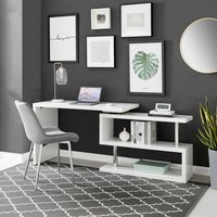 Siena White High Gloss Rotating Corner Computer Gaming Office Desk - White
