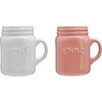 Pretty Things Set Of Yours and Mine Mugs - White